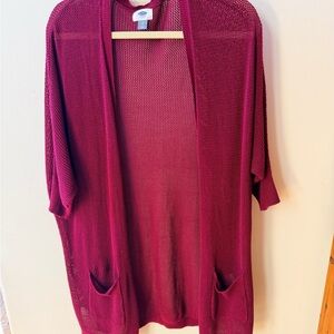 Old Navy Women's Open-Front Wine Knit Cardigan
